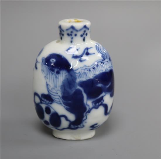 A 19th century Chinese blue and white snuff bottle